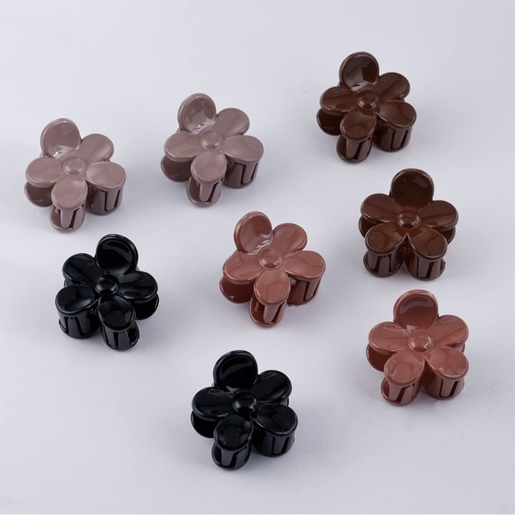 8 Pack 4 Colors Small Flower Claw Clips, Mini Hair Clips - Picture 7 of 7